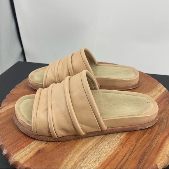 Wal & Pai Lake beige leather slide Sandals sz 38 7-7.5 - Picture 4 of 9